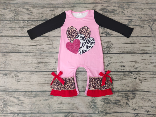 Baby Girls Valentines Hearts Sibling rompers