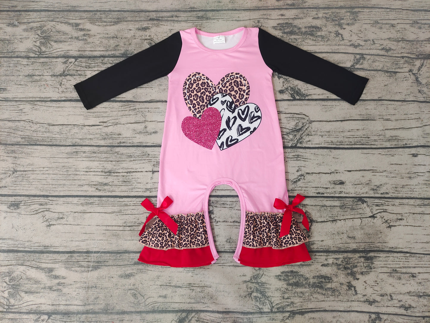 Baby Girls Valentines Hearts Sibling rompers