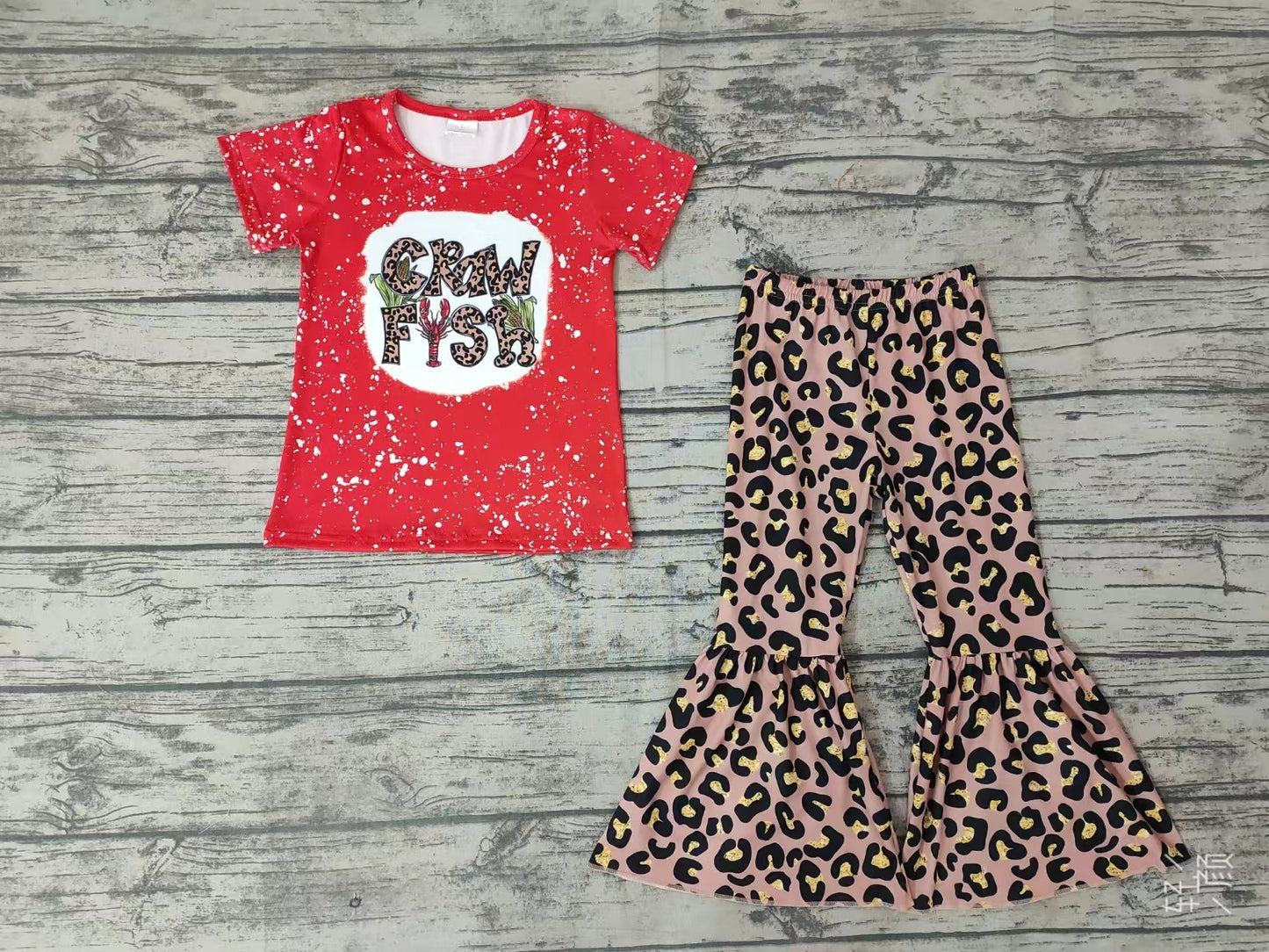 baby Girls Crawfish red Leopard Bell Pants sets