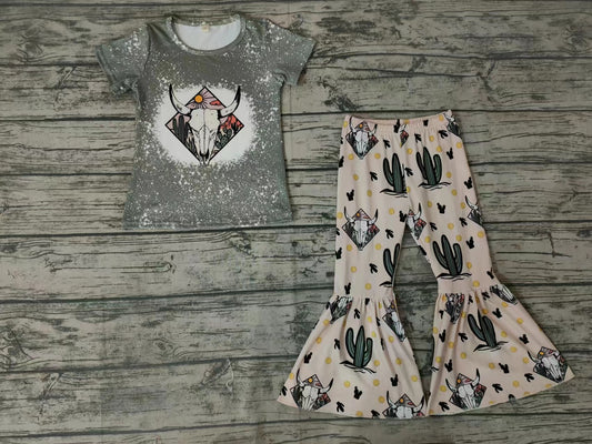 baby Girls Western Cow Skull Bell Pants sets