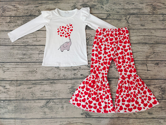 Baby Girls Valentines Elephant Bell Pants clothes sets