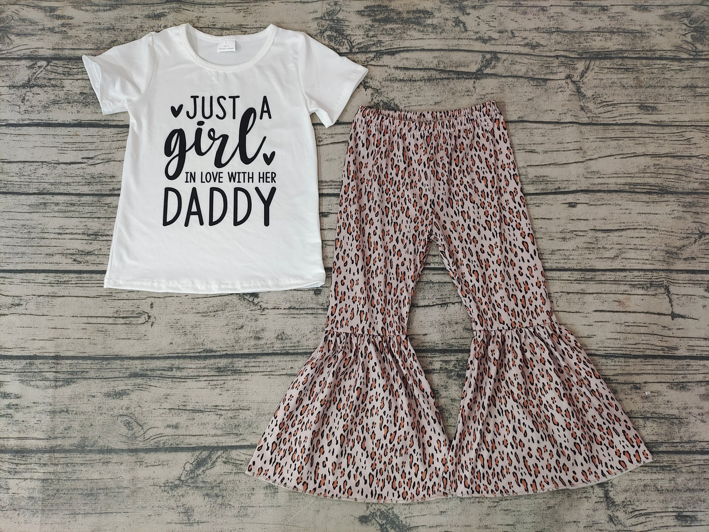 Baby Girls Love Daddy Short Sleeve Shirt Pants clothes sets