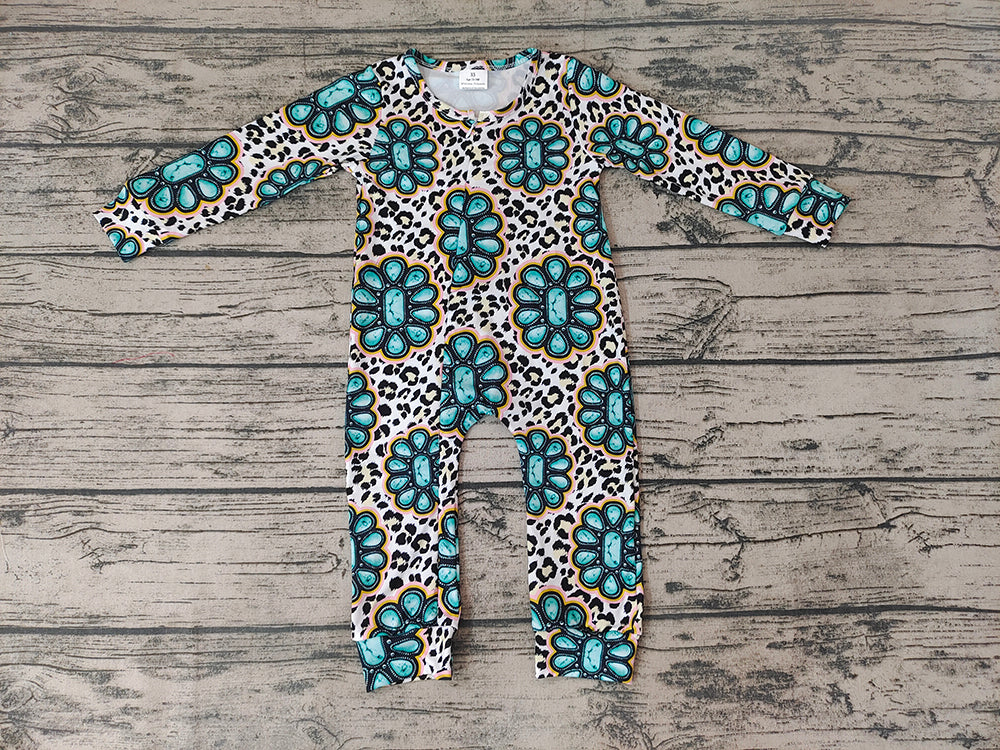 Baby Infant Diamond Leopard Western rompers