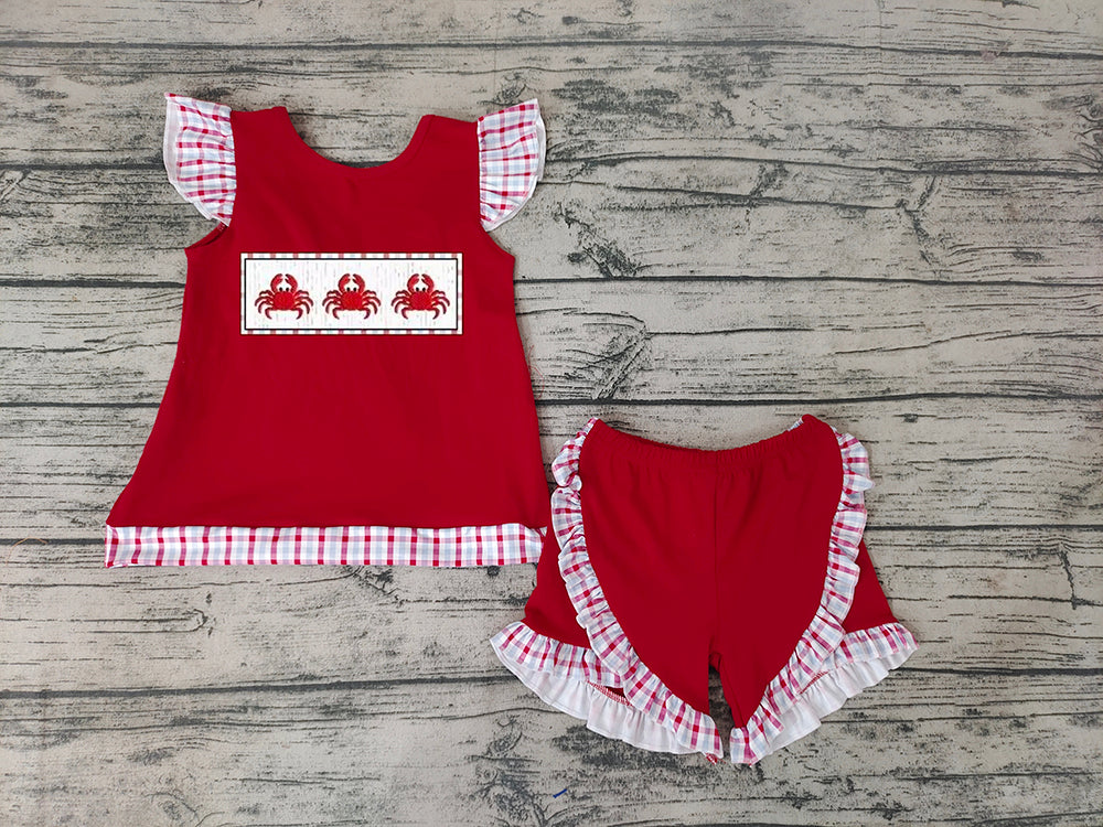 Baby Girls Summer Crab ruffle shorts sets