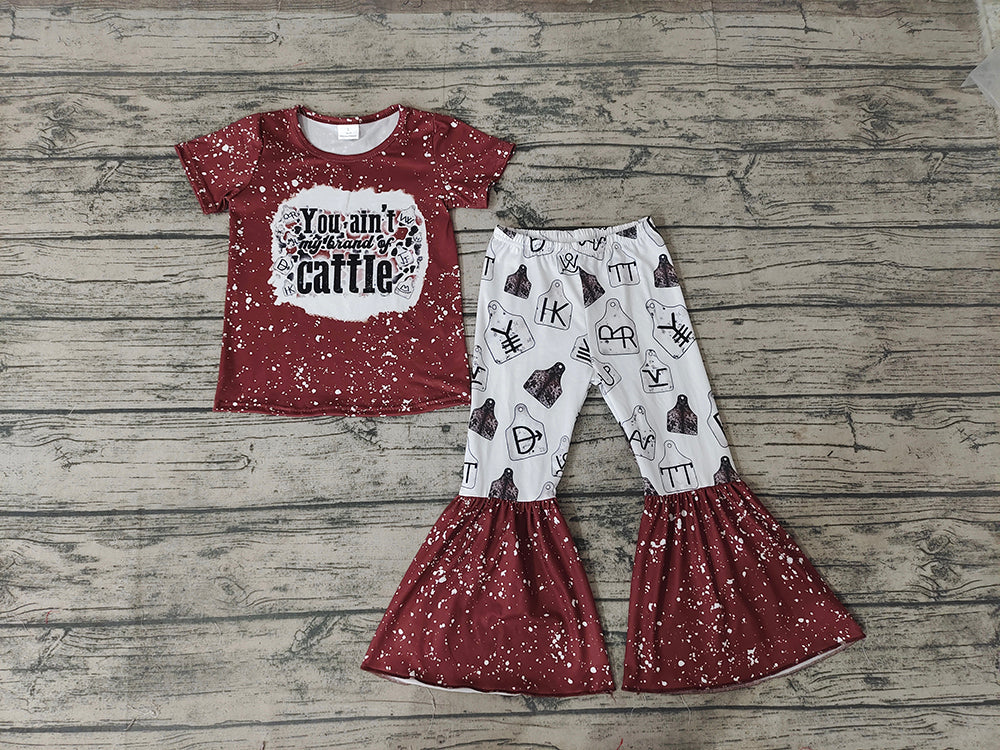 Baby Girls Western Cattle Bell Bottom Pants clothes sets
