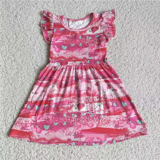 Baby girls hotpink tie dye valentines pearl dresses 221130