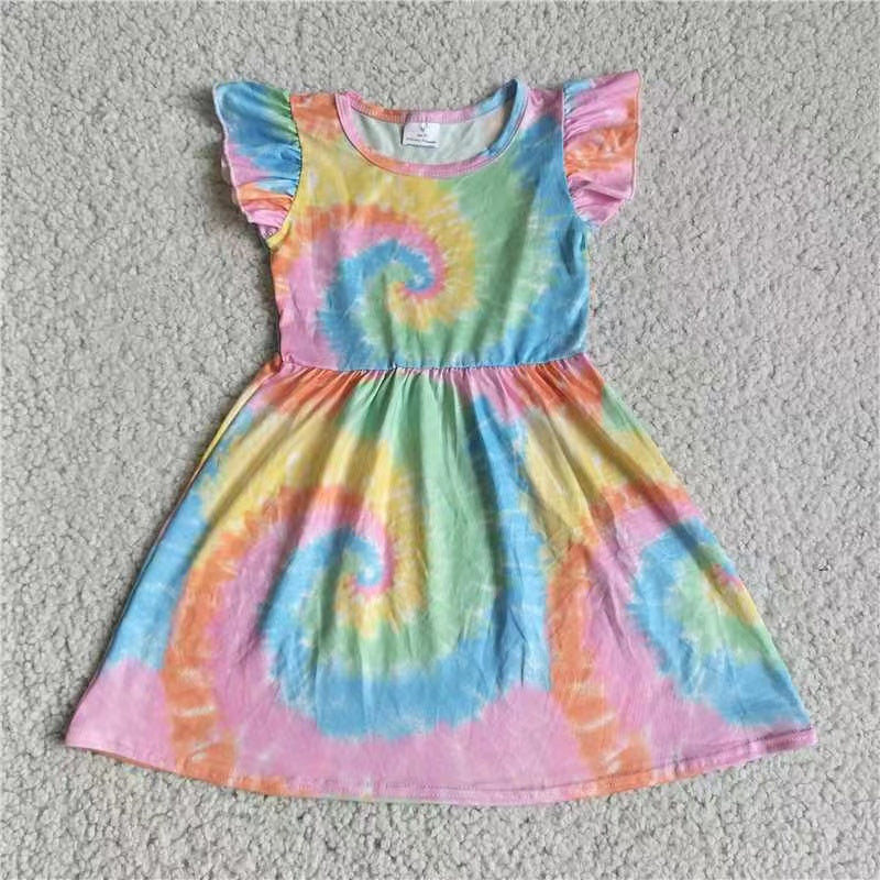 Baby girls tie dye pearl dresses 221130