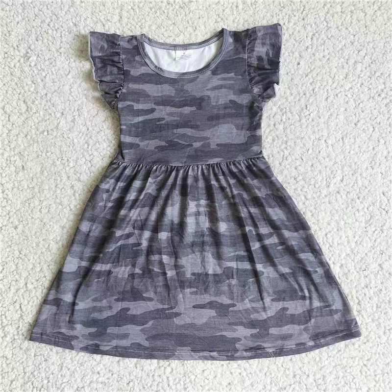 Baby girls grey camo pearl dresses 221130