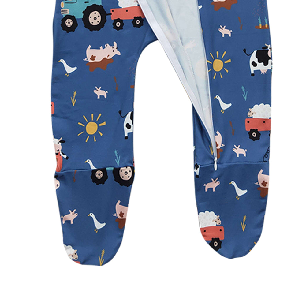 Baby Boys Farm Zip Footie Rompers