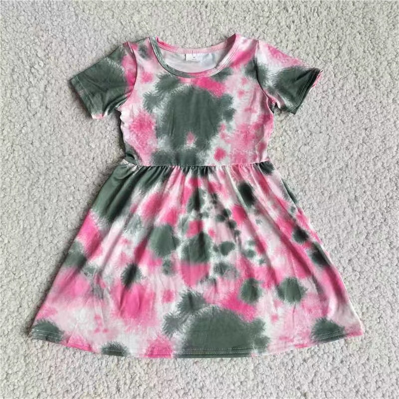 Baby girls Tie dye short sleeve dress221203