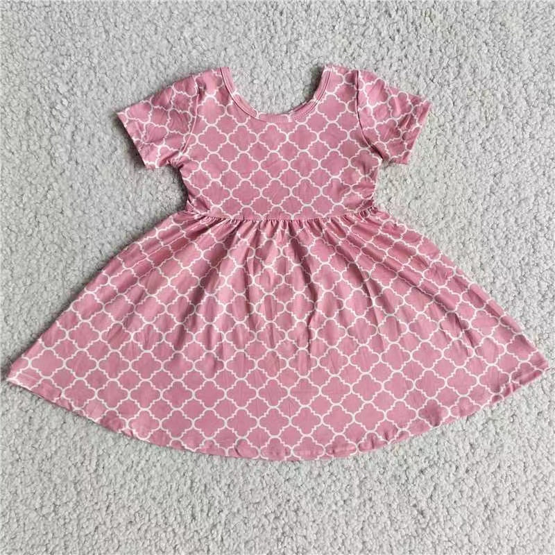 Baby girls pink quatrefoil short sleeve dress221203