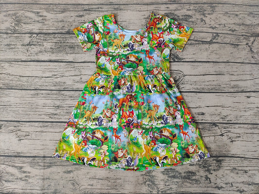 Baby Girls Cartoon Deer Knee Length Dresses