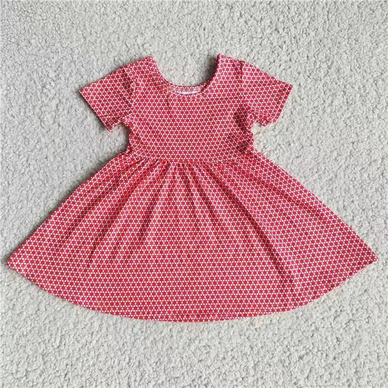 Baby girls red white star short sleeve dress221205