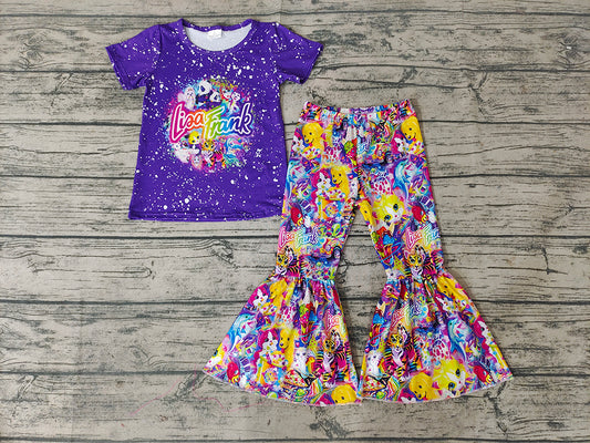 Baby Girls Cartoon purple Bell Pants clothes sets