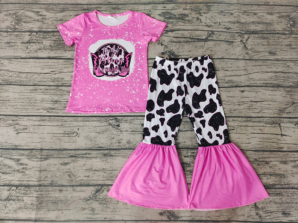 Baby Girls Boots Pink Western Bell Pants sets