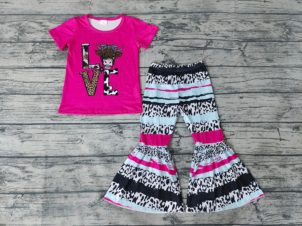 Baby Girls Love Cow Bell Pants clothes sets