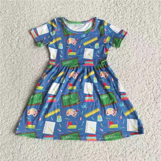 Baby girls back to school short sleeve dress221205