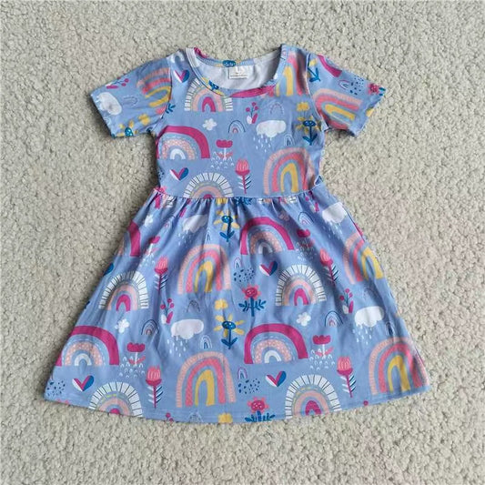 Baby girls rainbow short sleeve dresses 221206