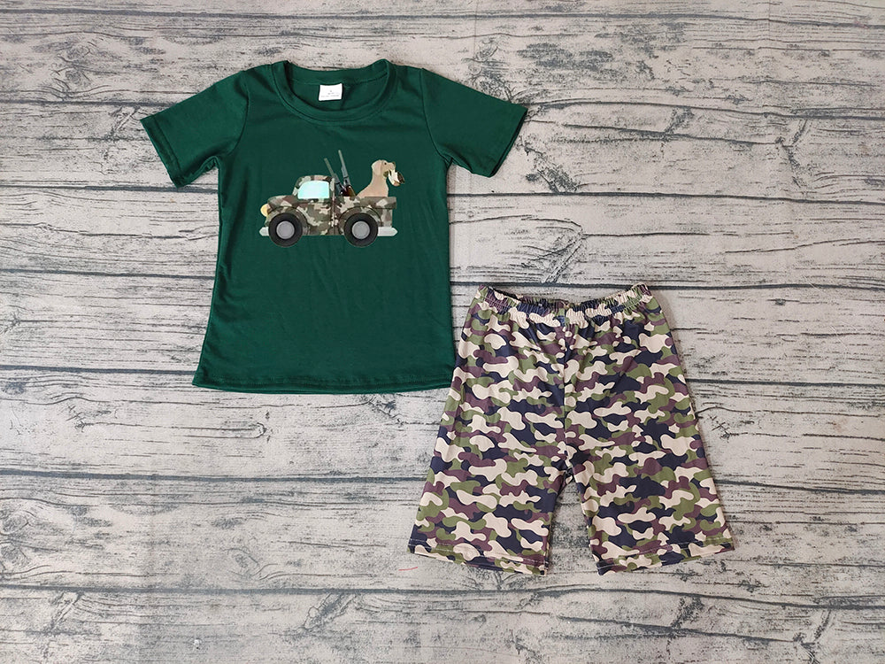 Baby Boys Dog Hunting Camo Summer Shorts Clothes Sets