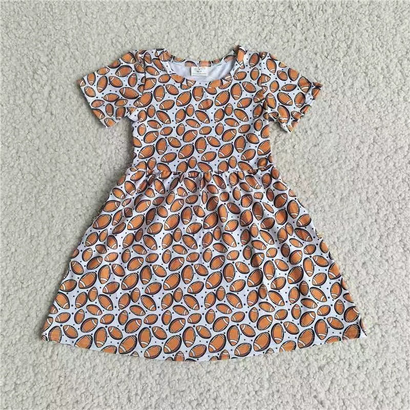 Baby girls football short sleeve dresses 221207