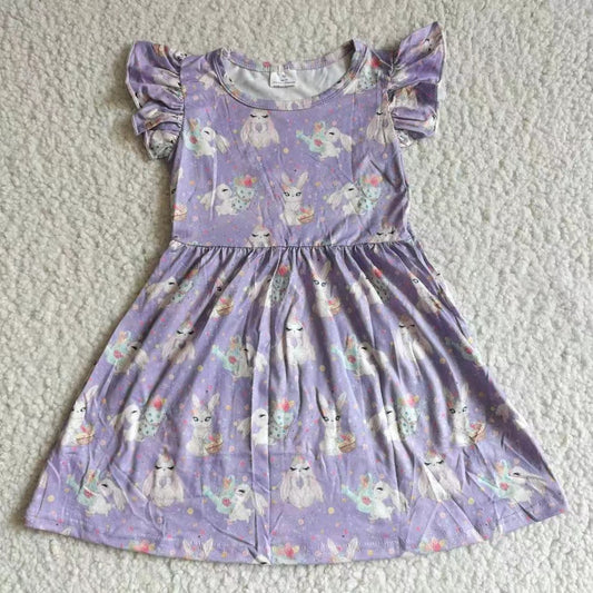 Baby girls purple rabbits pearl dresses 221208