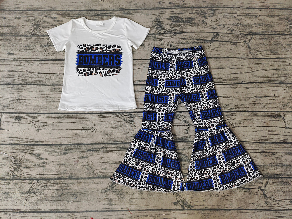 Baby Girls Leopard Tee Shirt Bell Bottom Pants sets preorder