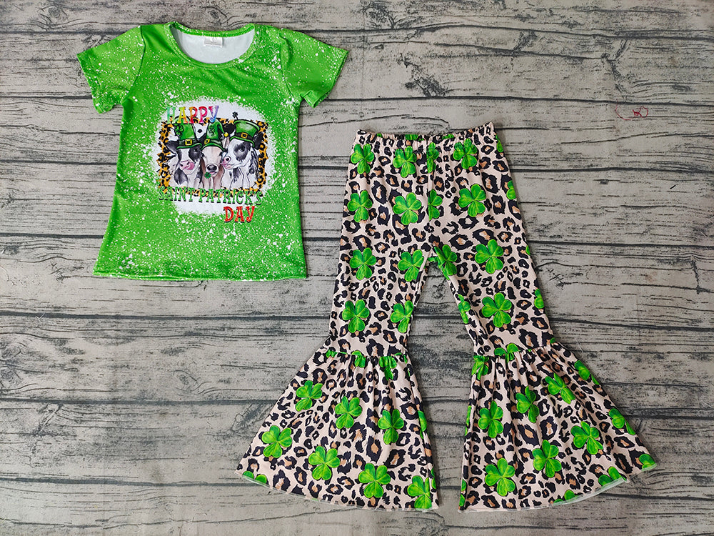 Baby Girls St Patric Day Cow Bell Pants sets