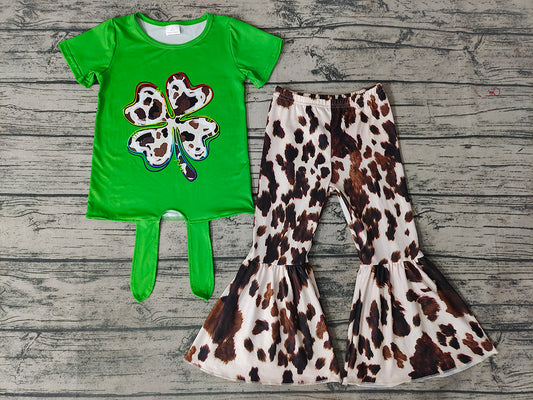 Baby Girls St Patric Day Cowhide Bell pants sets