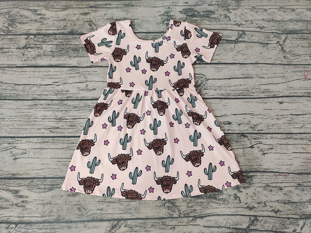 Baby Girls Cow Cactus Knee Length Dresses