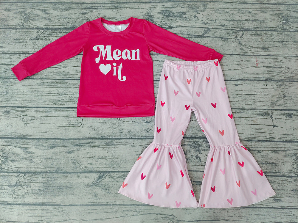 Baby Girls Valentines Mean Heart Bell Pants sets