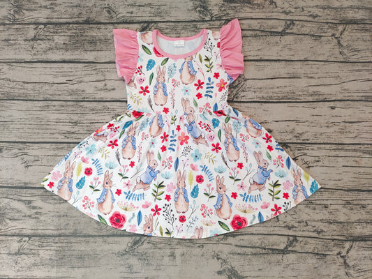 Baby Girls Rabbit Easter Bunny Twirl Flutter Sleeve Dresses