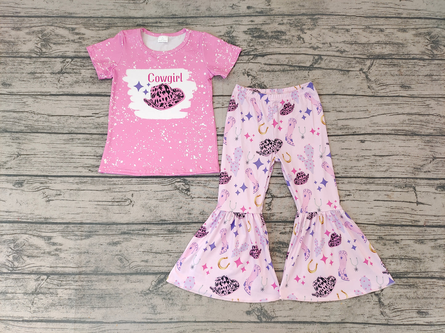 Baby Girls Pink Cowgirl bell pants clothes sets