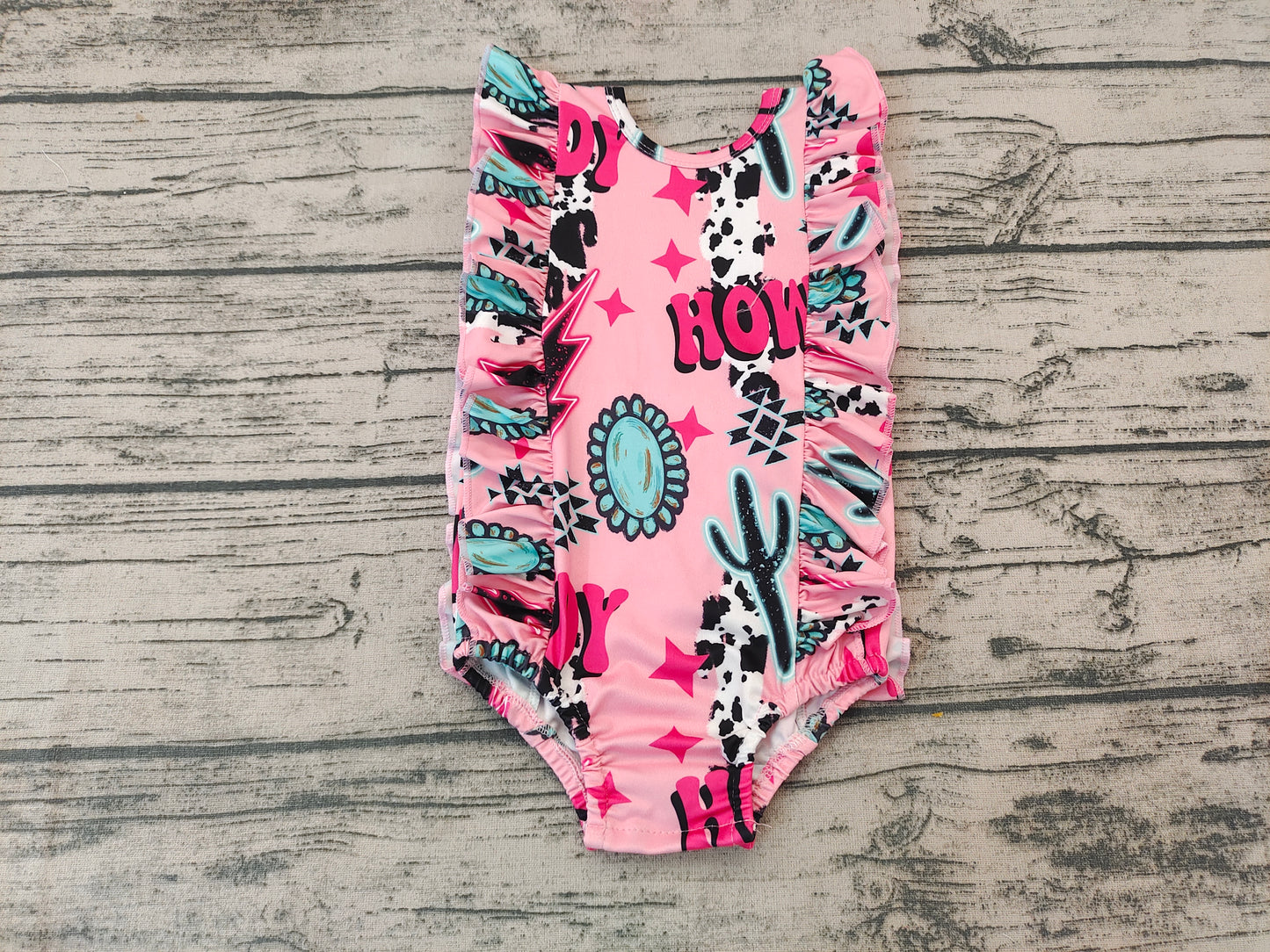 Baby Girls Summer Western Howdy One Piece swimsuits