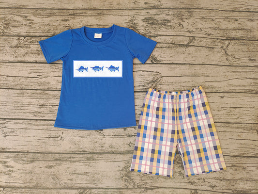 Baby Boys Sharks summer blue shorts sets