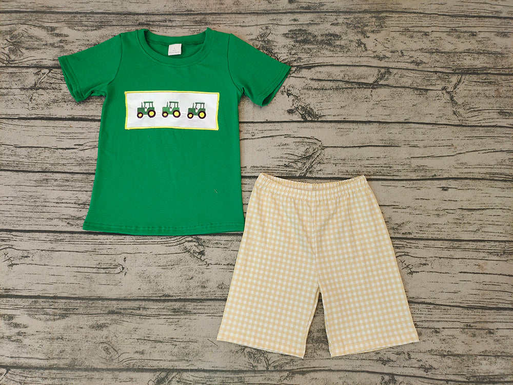 Baby Boys Green Tractor shorts sets