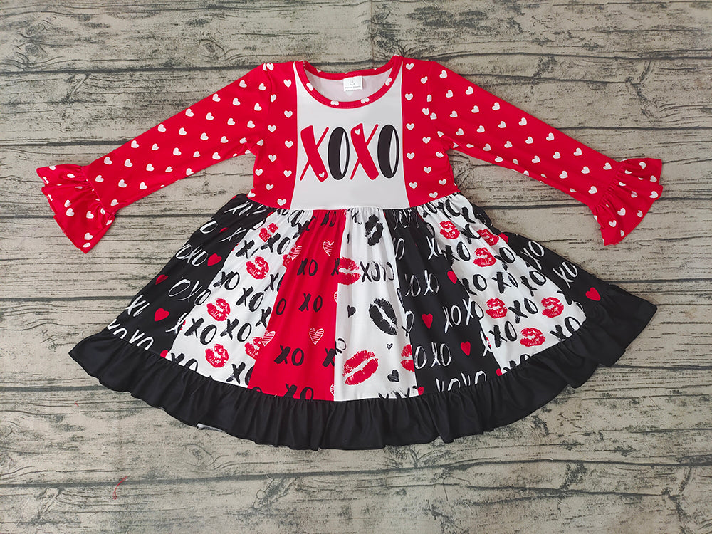 Baby Girls Valentines xoxo knee length twirl Dresses