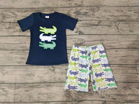 Baby Boys Summer Alligator Embroidery Shorts Sets