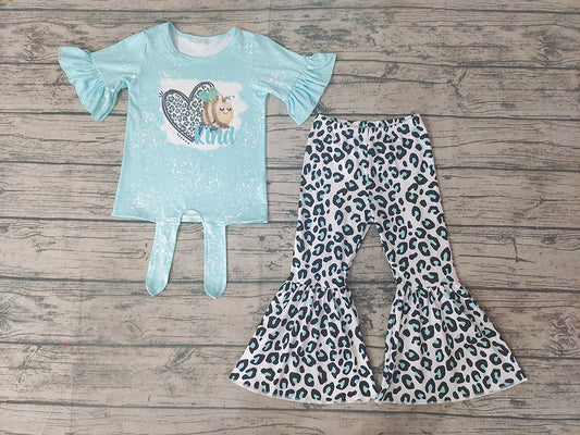 Baby Girls Bee Kind Heart Leopard Pants clothes sets