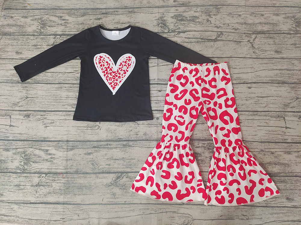 Baby Girls Red Heart Leopard Valentines Pants sets