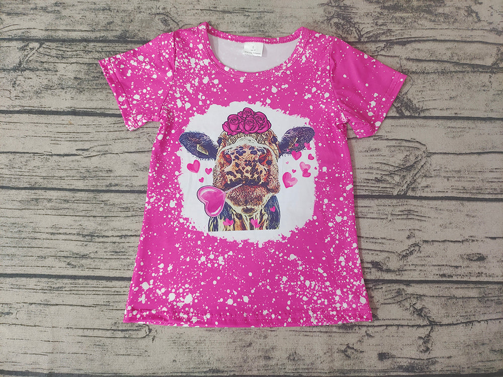 Baby Girls Valentines Hotpink Cow shirts tops