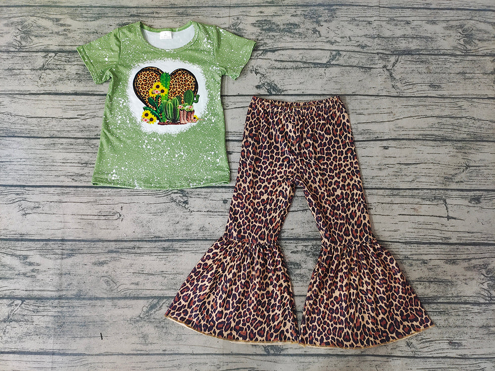 Baby Girls Western Cactus Leopard Bell Pants sets