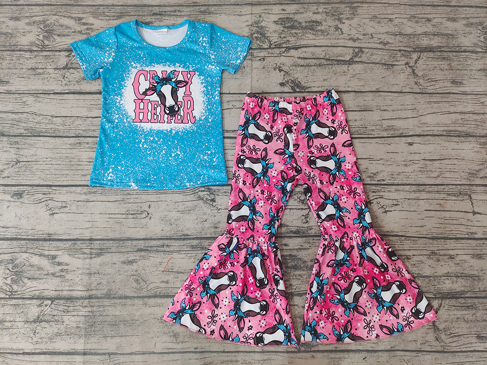 Baby Girls Crazy Heifer Western Bell Pants clothes sets