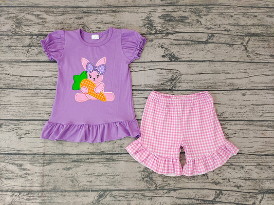 Baby Girls easter rabbit carrot shorts sets clothes sets