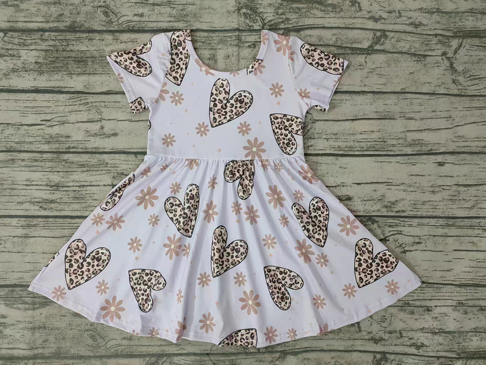 Baby Girls Leopard Purple Hearts knee length dresses