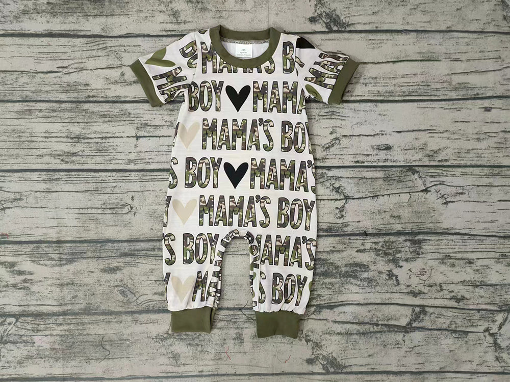 Baby Boys Mama's Boy Green Pockets rompers