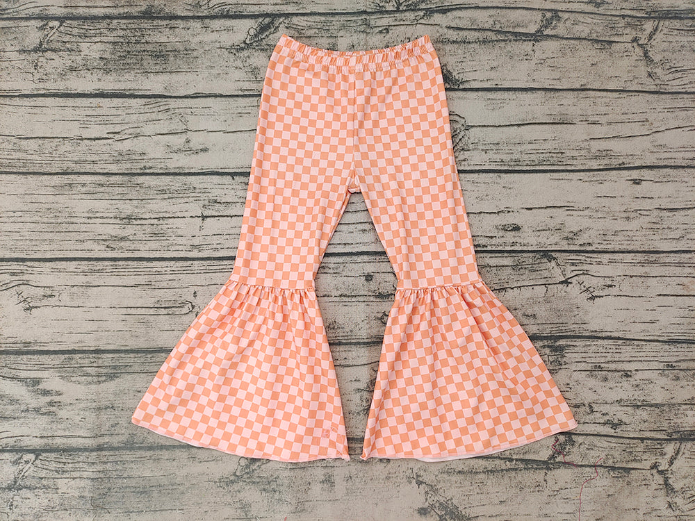 Baby Girls Western Orange Checks Bell Bottom Pants 6