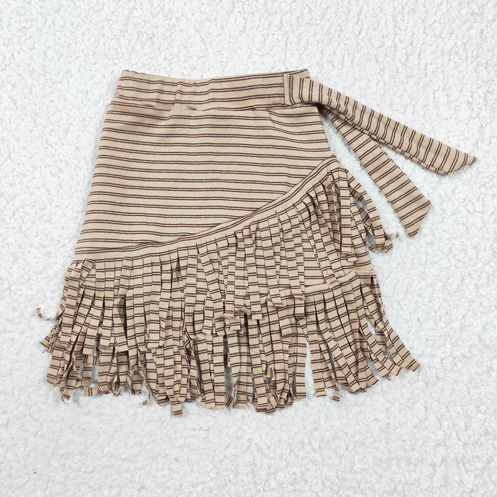 Baby Girls Thick fabric Stripe Tassel Ruffle Skirts