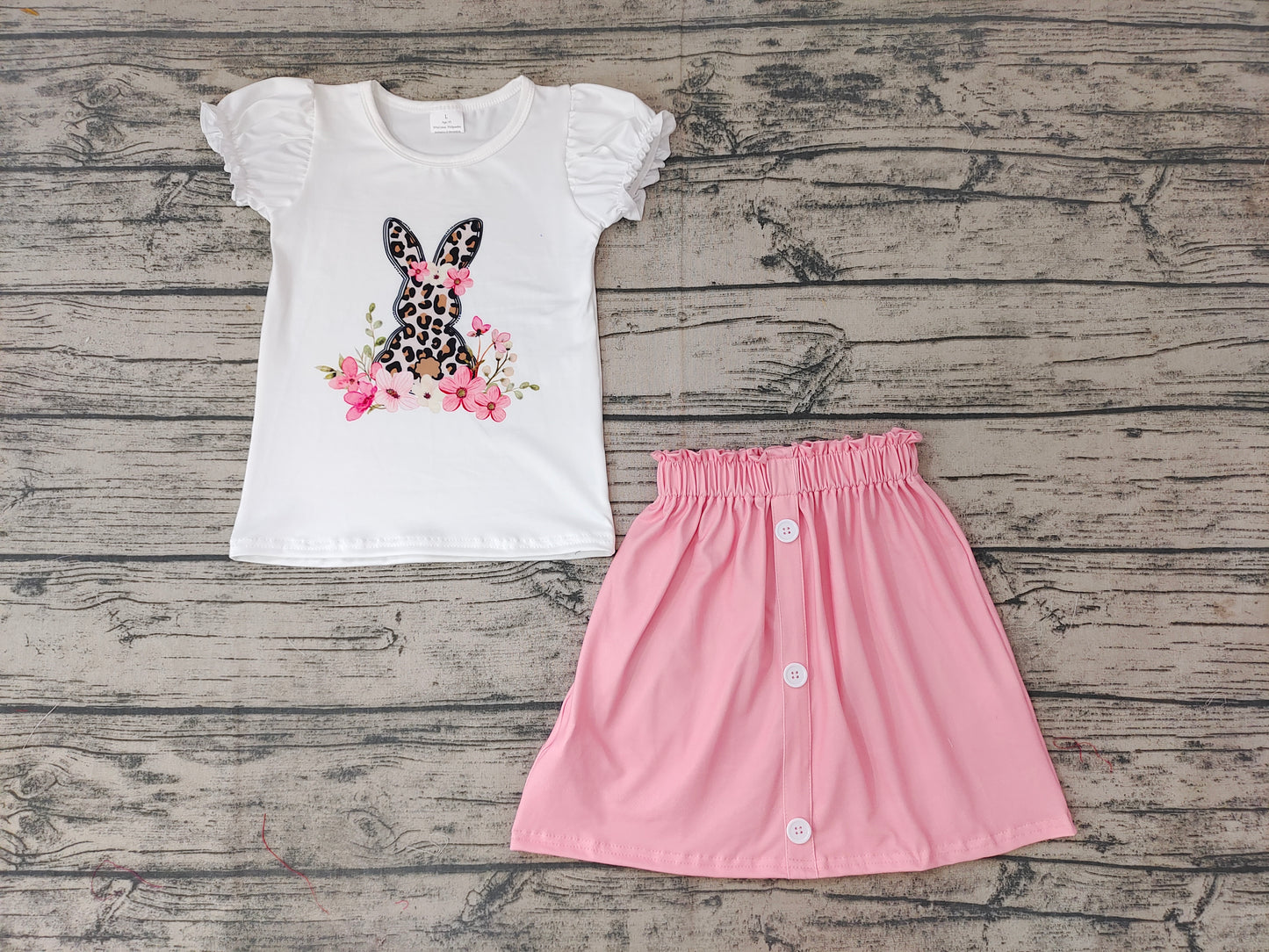 Baby Girls Easter Bunny top Pink Skirt Clothes Sets