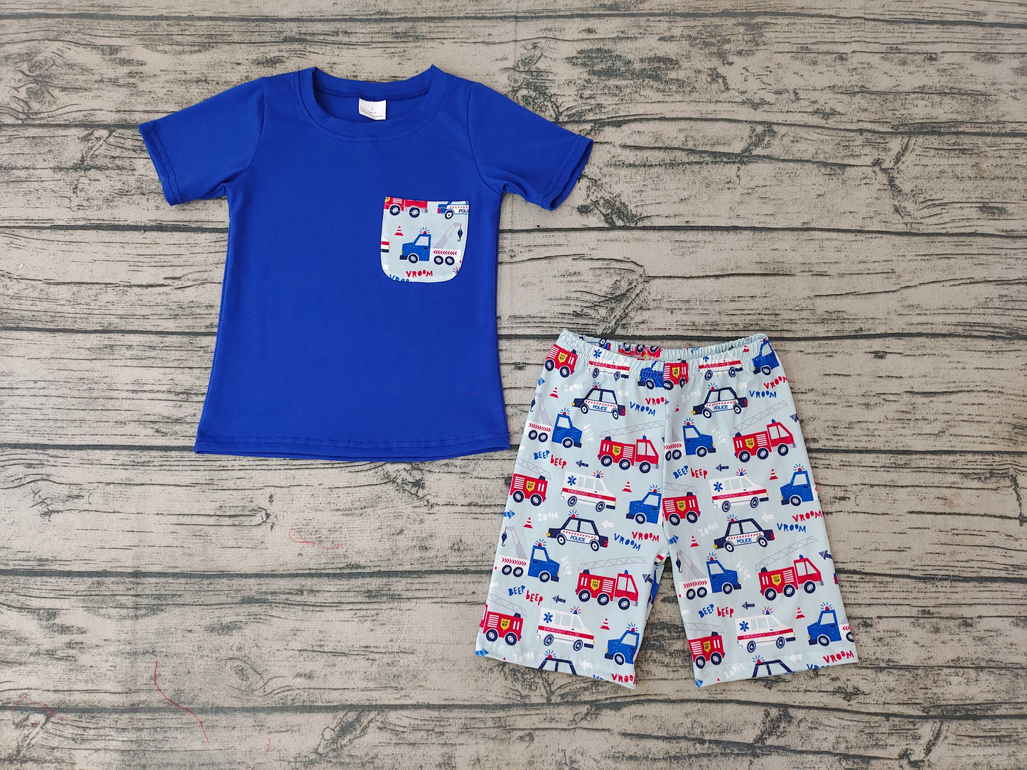 Baby Boys Firetrucks Pockets Shorts Sets