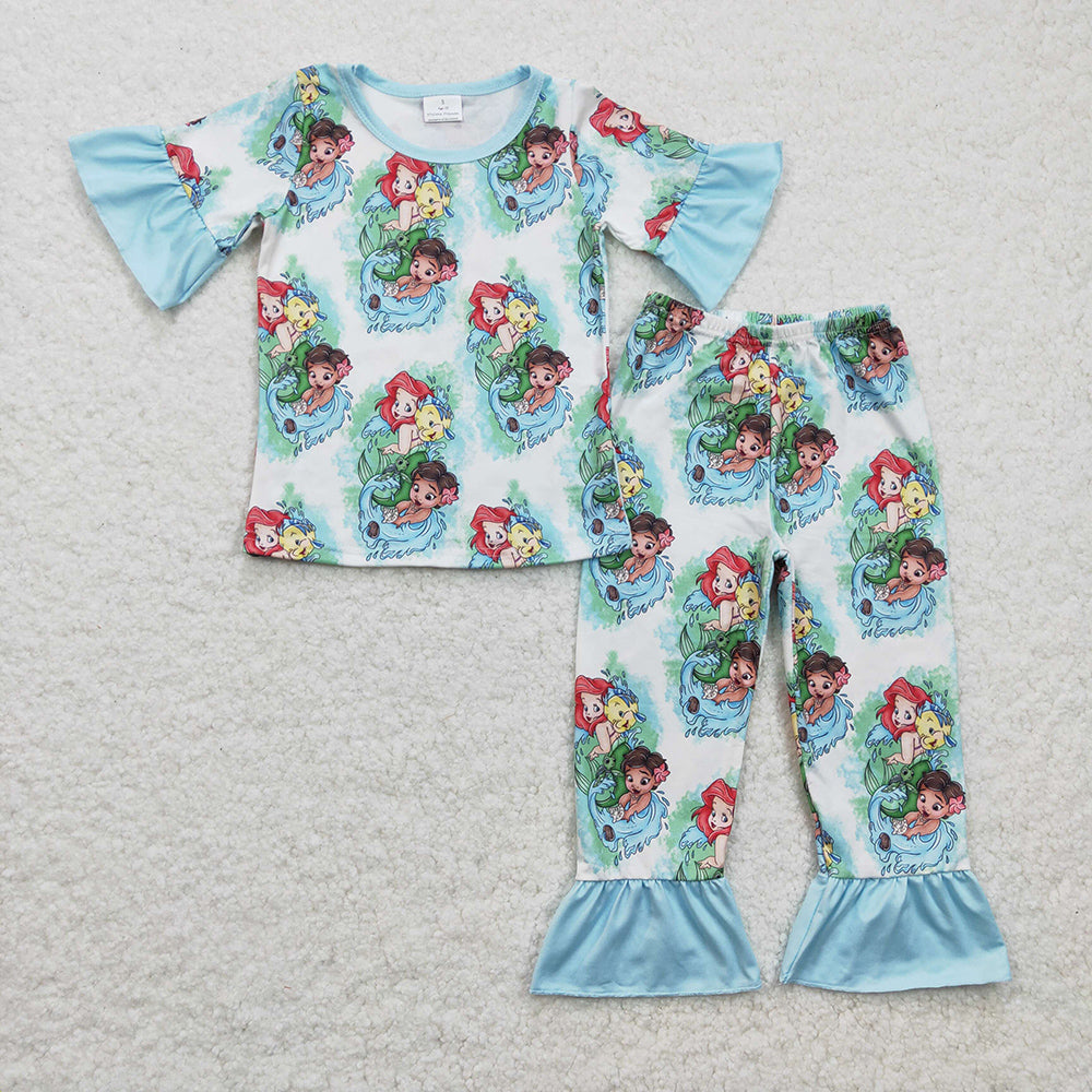 Baby Girls Mermaid Pajamas Pants clothes sets